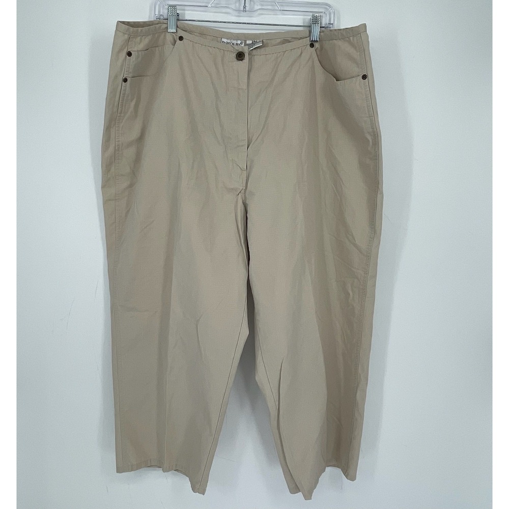 Fashion Bug Vintage Women's Tan Ripstop Cotton Utility Crop Chino Pants Size 24W